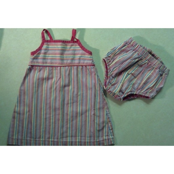 Adorable Girl's Size 6 M Months 2 Piece Multi-Colored Striped Dress Set Circo - Picture 1 of 8